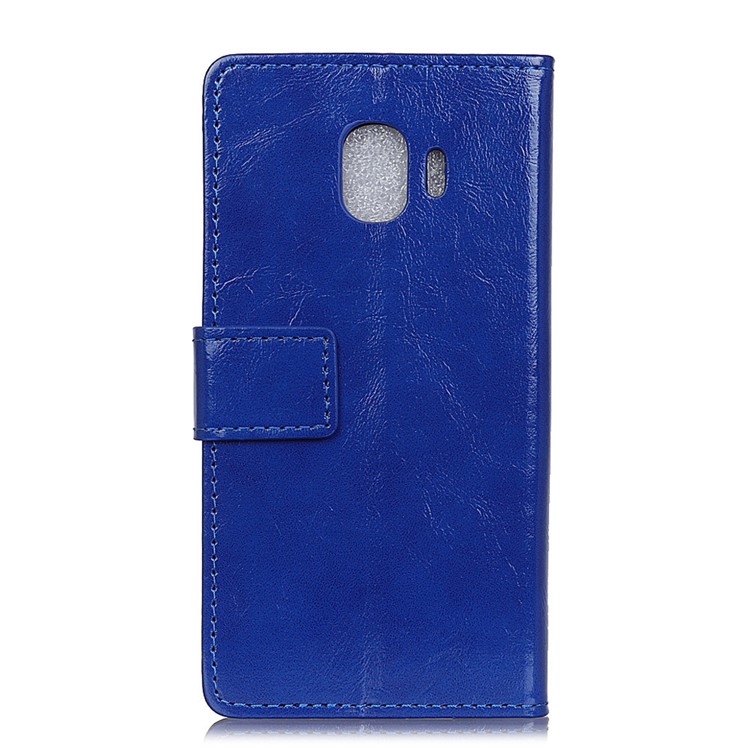 Crazy Horse Texture Stand Leather Magnetic Wallet Phone Cover for Samsung Galaxy J2 Pro 2018 - Blue-2