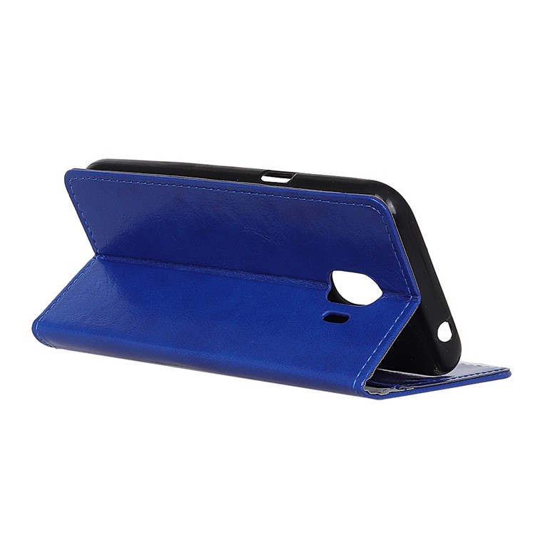 Crazy Horse Texture Stand Leather Magnetic Wallet Phone Cover for Samsung Galaxy J2 Pro 2018 - Blue-5