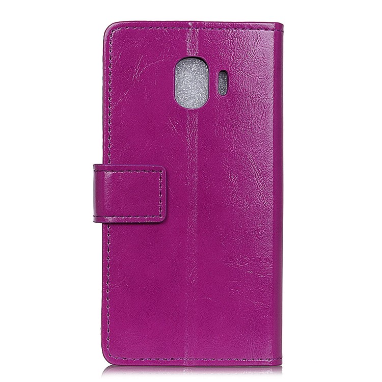 Crazy Horse Texture PU Leather Card Holder Mobile Casing with Stand for Samsung Galaxy J2 Pro 2018 - Purple-2