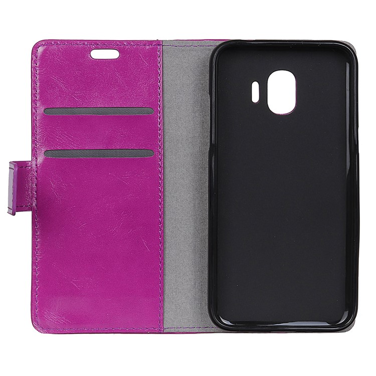 Crazy Horse Texture PU Leather Card Holder Mobile Casing with Stand for Samsung Galaxy J2 Pro 2018 - Purple-5