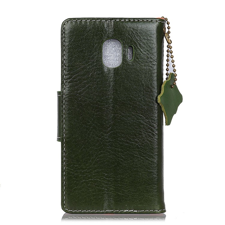 Cara De Couro Genuíno De Couro Genuíno Capa De Telefone Stand Para Samsung Galaxy Pro J2 Pro 2018 - Verde-2