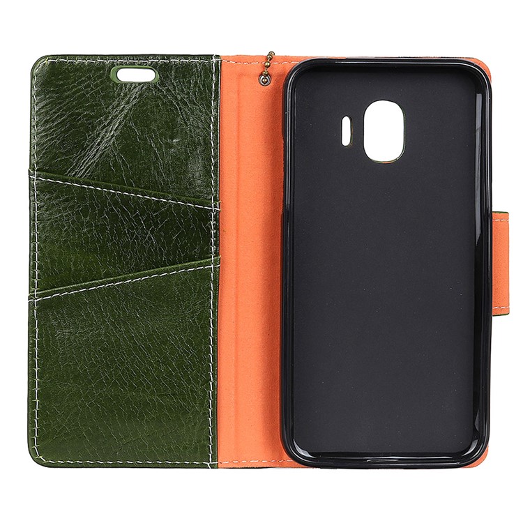 Cara De Couro Genuíno De Couro Genuíno Capa De Telefone Stand Para Samsung Galaxy Pro J2 Pro 2018 - Verde-4