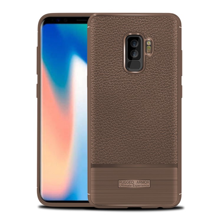 

Litchi Skin Brushed TPU Mobile Phone Case for Samsung Galaxy S9+ G965 - Brown