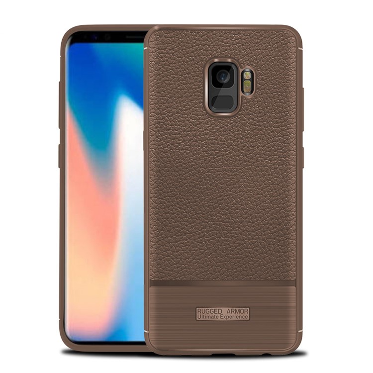 

For Samsung Galaxy S9 Litchi Skin Brushed TPU Protective Phone Shell - Brown, Galaxy S9