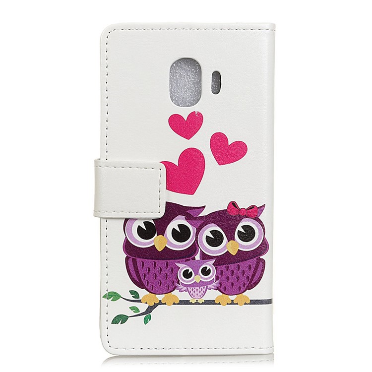 For Samsung Galaxy J2 Pro 2018 Pattern Printing PU Leather Wallet Phone Shell - Owl Family-3