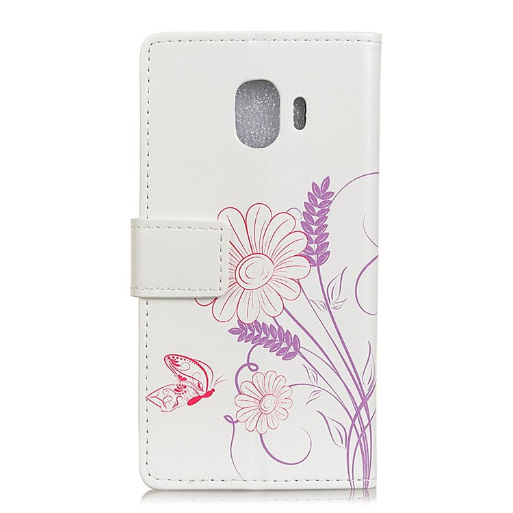 For Samsung Galaxy J2 Pro 2018 Pattern Printing PU Leather Wallet Phone Cover - Butterfly and Flower-2