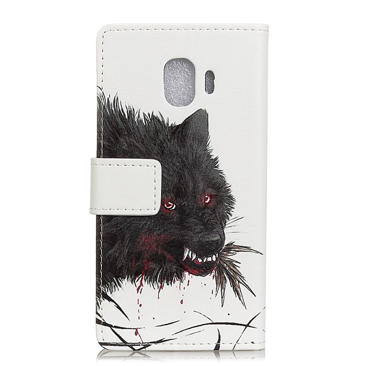 For Samsung Galaxy J2 Pro 2018 Pattern Printing PU Leather Wallet Phone Casing Cover - Black Wolf-2