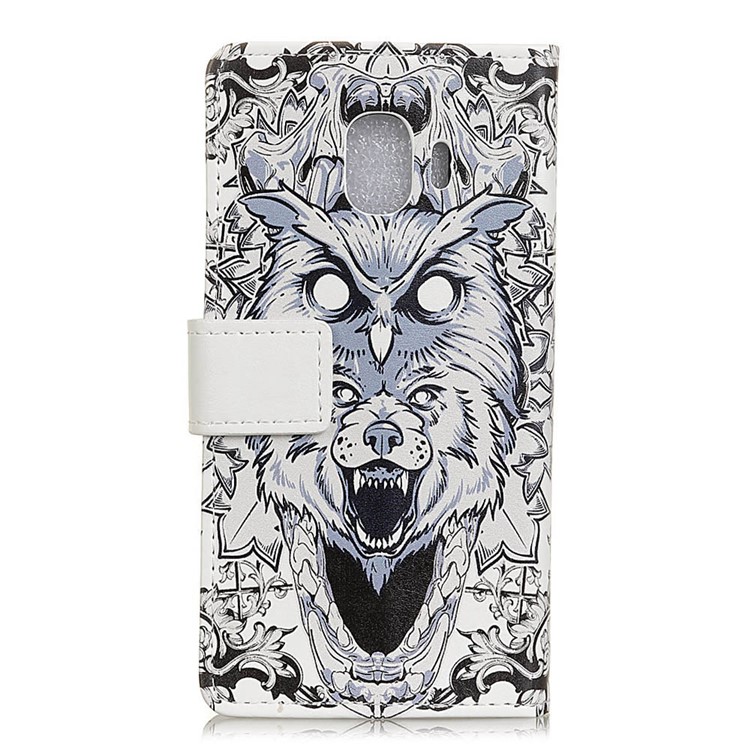 For Samsung Galaxy J2 Pro 2018 Pattern Printing PU Leather Wallet Phone Protection Case - Abstract Owl and Lion-2