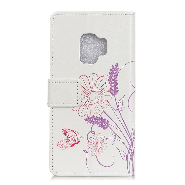For Samsung Galaxy S9 G960 Pattern Printing PU Leather Wallet Phone Cover - Flower and Butterfly-2
