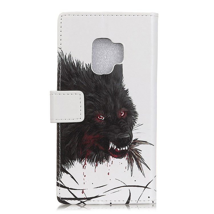 For Samsung Galaxy S9 Pattern Printing PU Leather Wallet Phone Casing Cover - Black Wolf-2