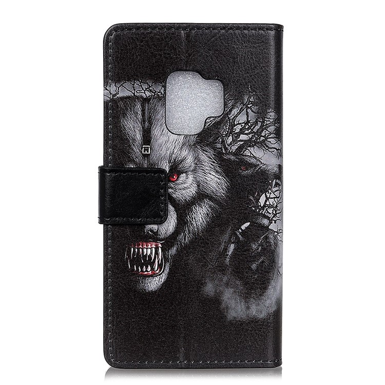 For Samsung Galaxy S9 Pattern Printing PU Leather Wallet Phone Accessory Case - Grey Wolf-2