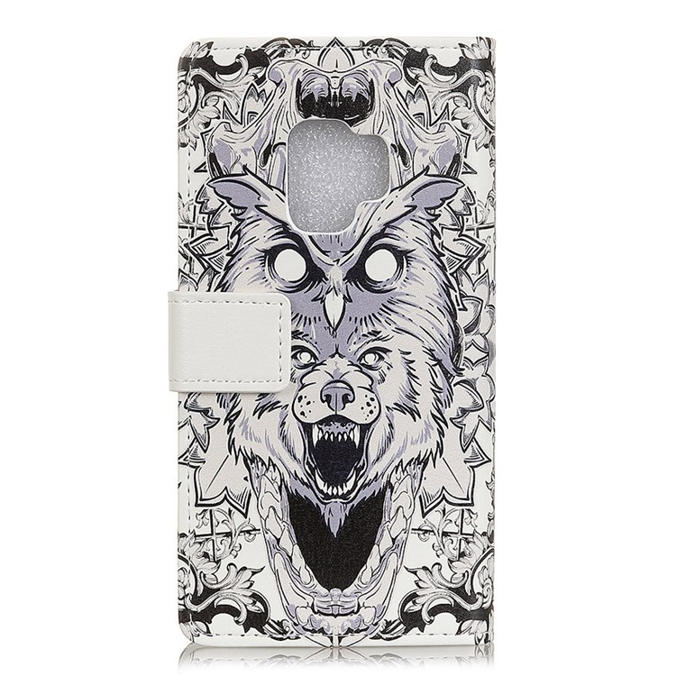 For Samsung Galaxy S9 Pattern Printing PU Leather Wallet Phone Accessory Cover - Abstract Owl and Lion-2