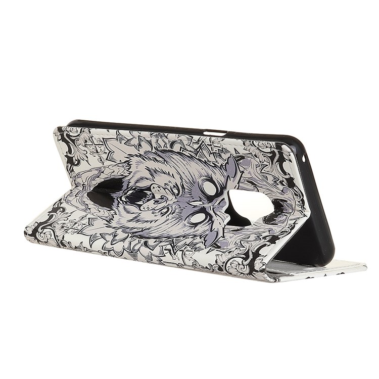 For Samsung Galaxy S9 Pattern Printing PU Leather Wallet Phone Accessory Cover - Abstract Owl and Lion-3