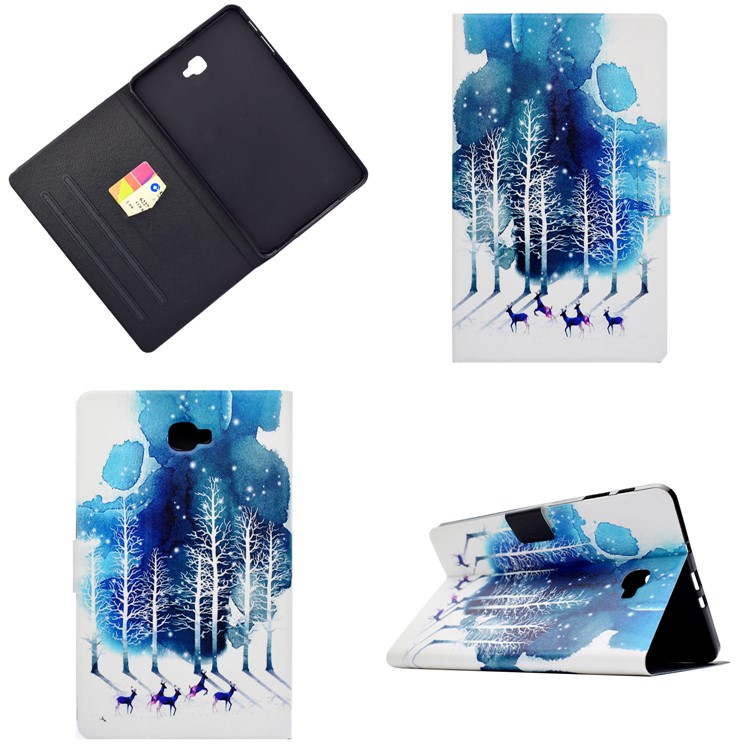Patterned Leather Stand Cover for Samsung Galaxy Tab A 10.1 (2016) T580 T585 - Winter Forest-1