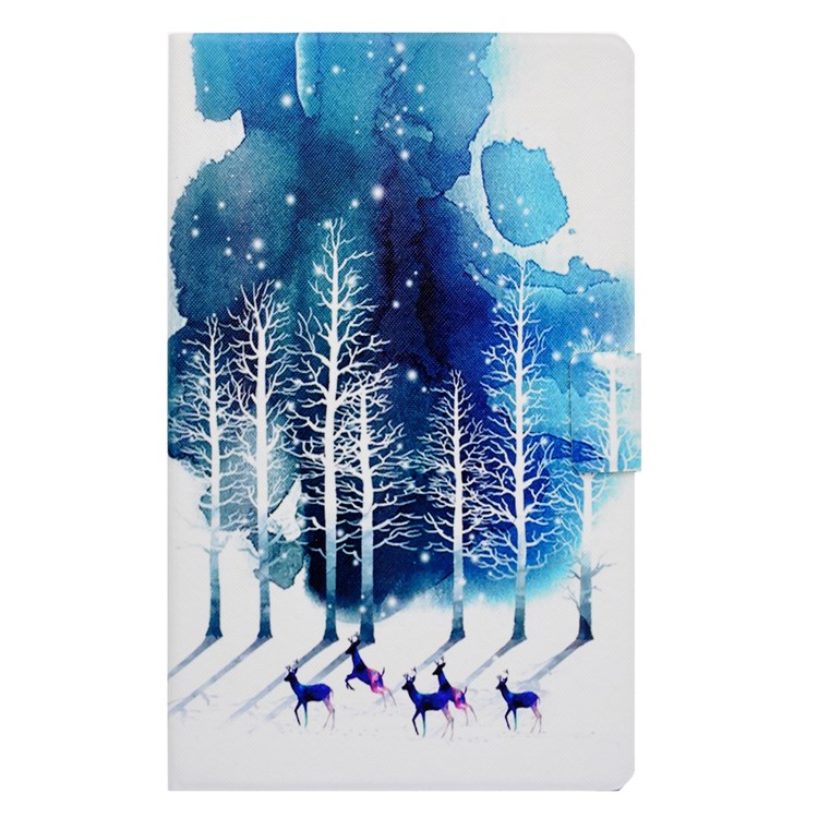 Patterned Leather Stand Cover for Samsung Galaxy Tab A 10.1 (2016) T580 T585 - Winter Forest-2