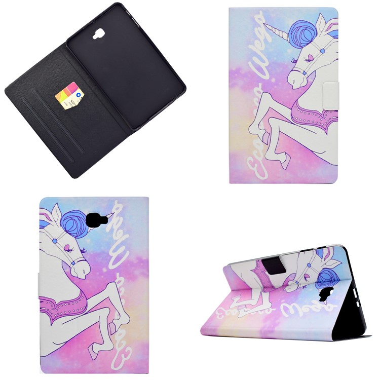 Funda Protectora De Cuero Con Dibujos Para Samsung Galaxy Tab A 10.1 (2016) T580 T585 - Unicornio-1