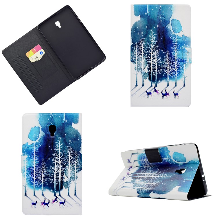 Patterned Leather Wallet Stand Cover with Card Holder for Samsung Galaxy Tab A 8.0 (2017) T380 T385 - Deer in Forest-1
