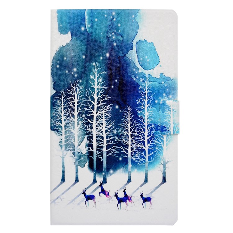 Patterned Leather Wallet Stand Cover with Card Holder for Samsung Galaxy Tab A 8.0 (2017) T380 T385 - Deer in Forest-2