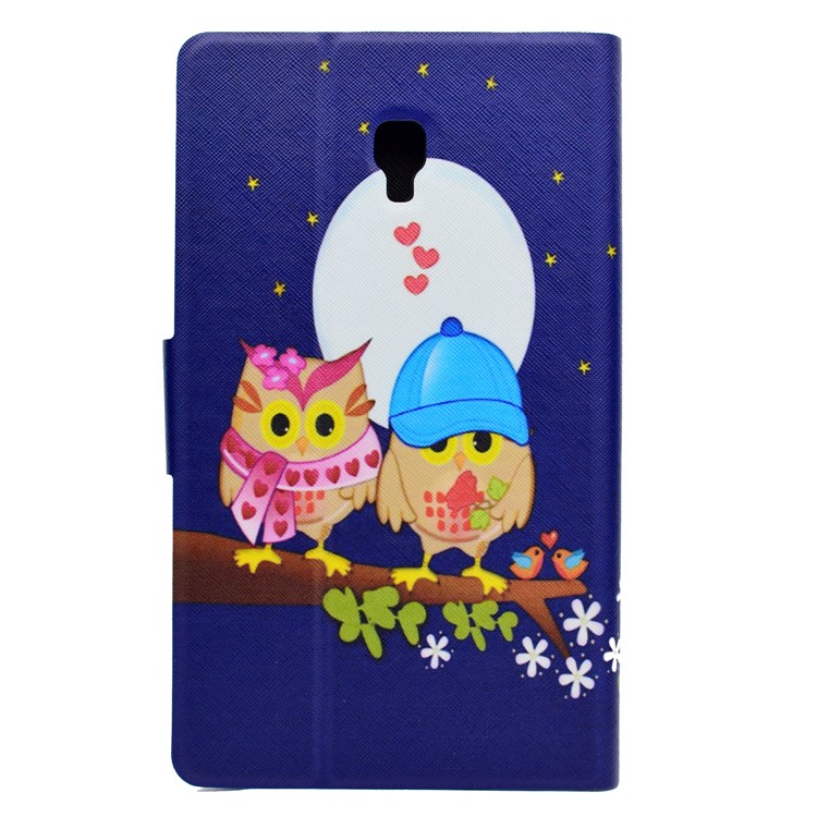 For Samsung Galaxy Tab A 8.0 (2017) T380 T385 Pattern Printing Leather Wallet Case with Card Slots - Fashion Owl Couple-3