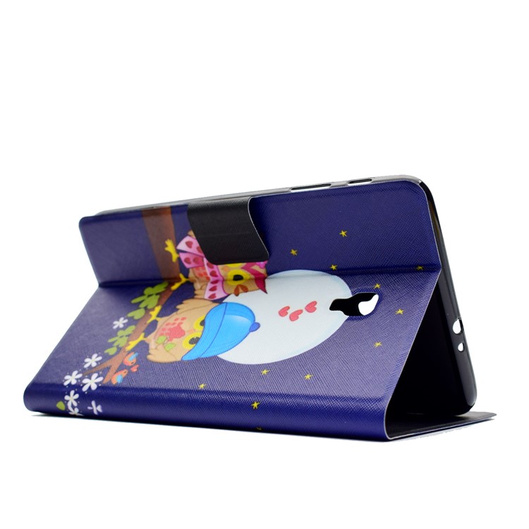 For Samsung Galaxy Tab A 8.0 (2017) T380 T385 Pattern Printing Leather Wallet Case with Card Slots - Fashion Owl Couple-4