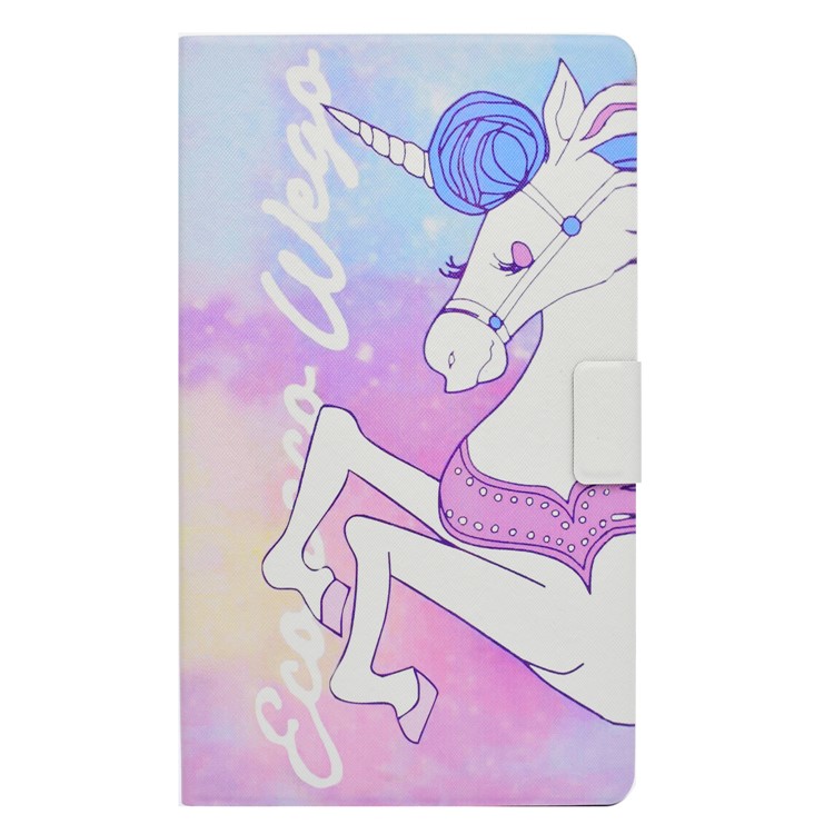 Pattern Printing Leather Wallet Cover with Card Slots for Samsung Galaxy Tab A 8.0 (2017) T380 T385 - Unicorn-2