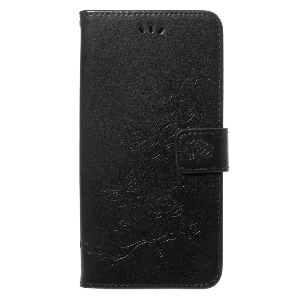 Imprinted Butterfly Flower Leather Wallet Case for Samsung Galaxy S9+ G965 - Black-2