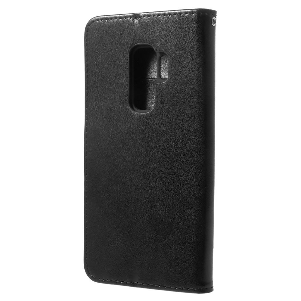 Imprinted Butterfly Flower Leather Wallet Case for Samsung Galaxy S9+ G965 - Black-3