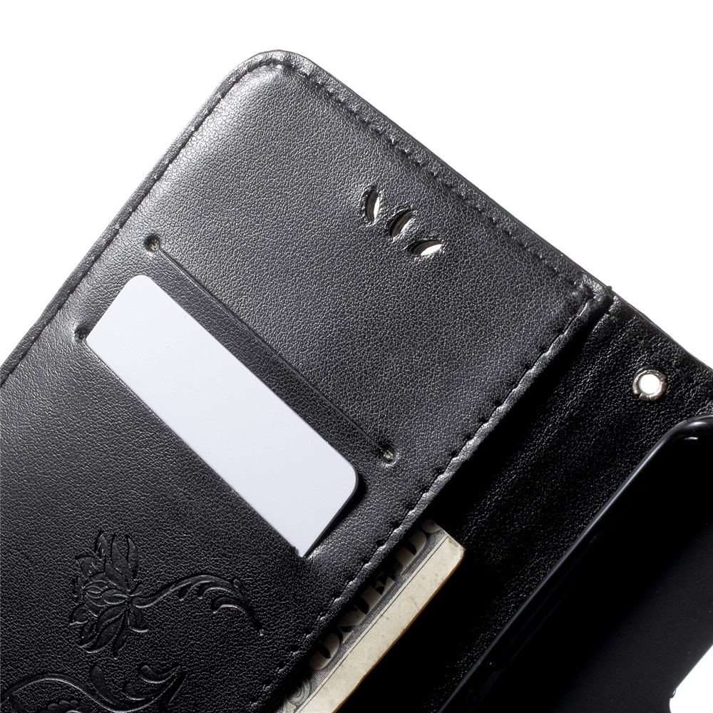 Imprinted Butterfly Flower Leather Wallet Case for Samsung Galaxy S9+ G965 - Black-6