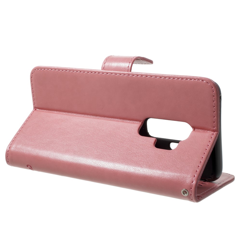 Imprinted Butterfly Flower Wallet Leather Stand Cover for Samsung Galaxy S9+ G965 - Pink-4