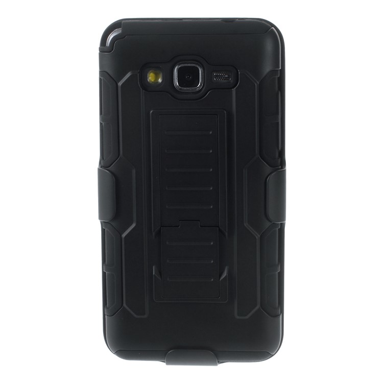 For Samsung Galaxy Grand Prime SM-G530 Belt Clip Kickstand PC Silicone Phone Case - Black-2