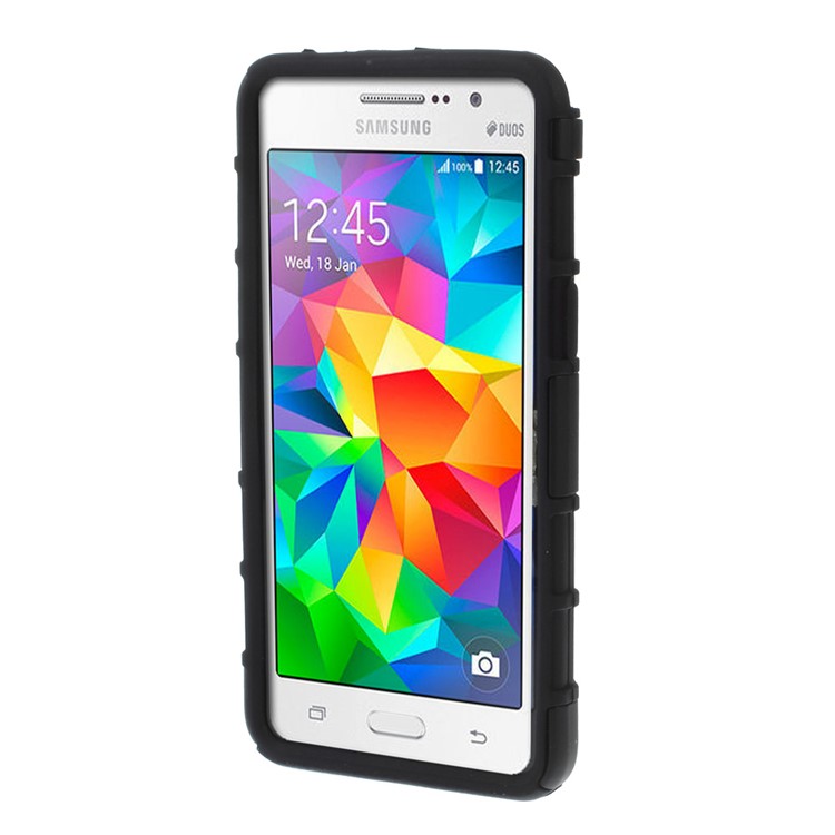 For Samsung Galaxy Grand Prime SM-G530 Belt Clip Kickstand PC Silicone Phone Case - Black-5