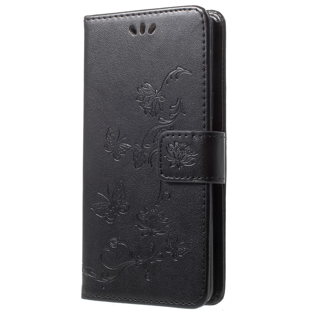 Imprint Butterfly Flowers Magnetic Wallet Leather Stand Cover for Samsung Galaxy S9 G960 - Black-3