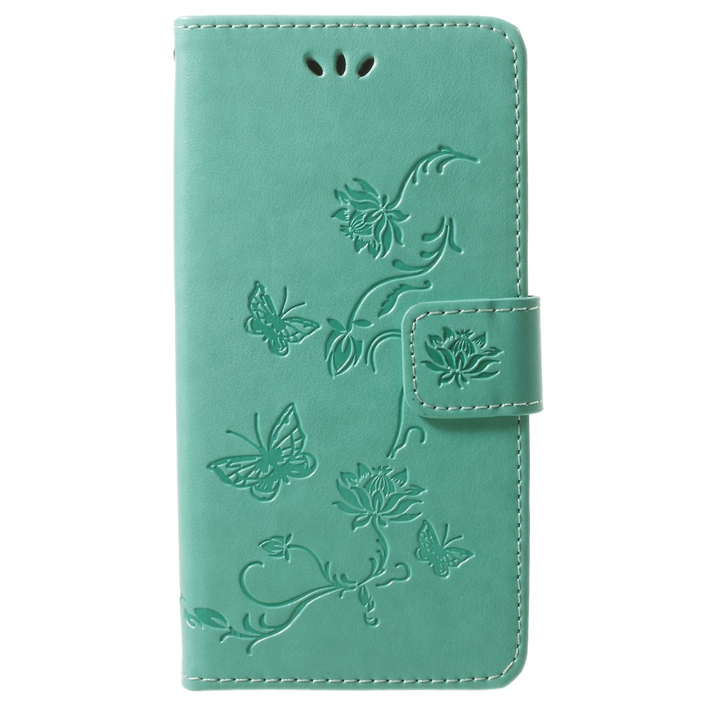 Impressão Flores Borboleta Flores da Carteira Magnética Stand Stand Telefone Cappo de Celular Para Samsung Galaxy S9 - Verde