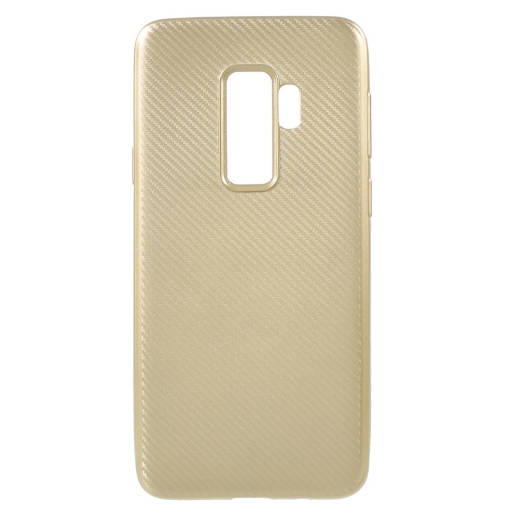 For Samsung Galaxy S9 Plus G965 Carbon Fiber Texture Soft TPU Protective Case Shell - Gold-1