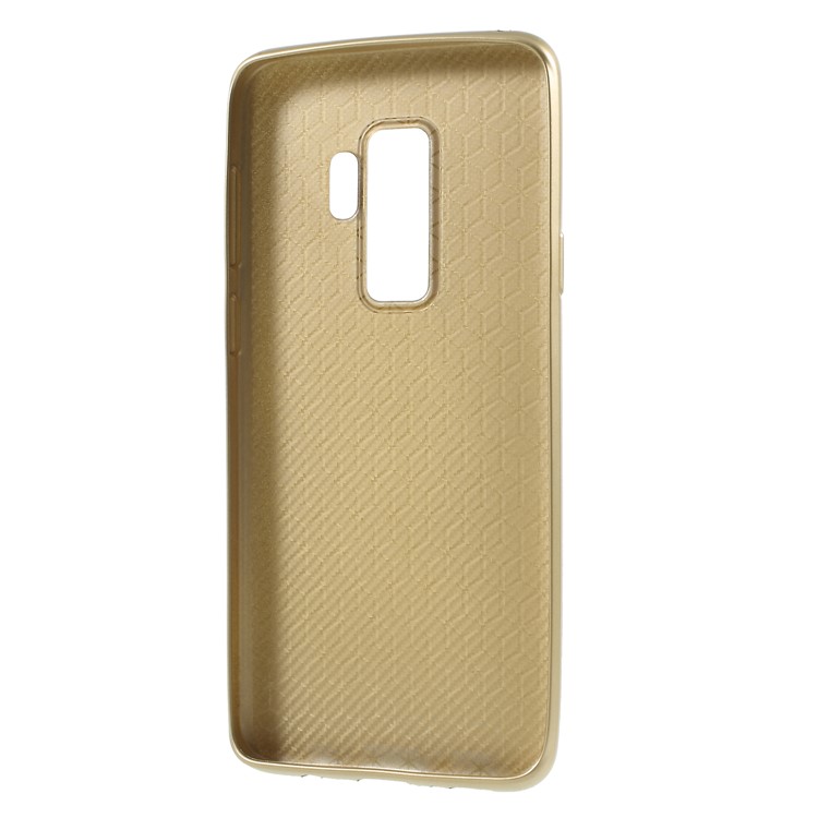 For Samsung Galaxy S9 Plus G965 Carbon Fiber Texture Soft TPU Protective Case Shell - Gold-3