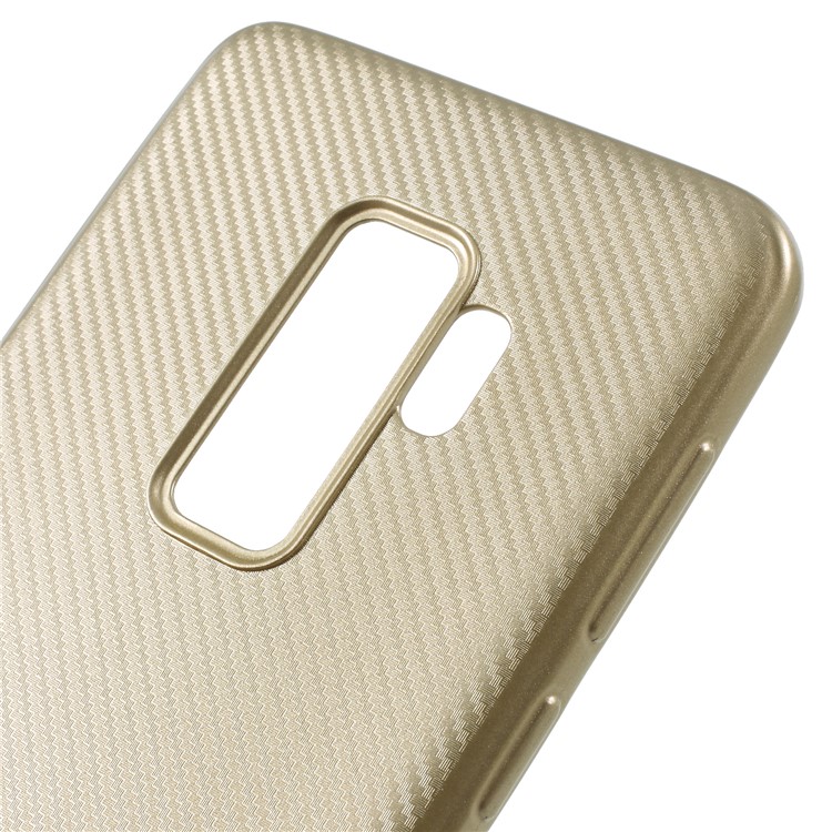 For Samsung Galaxy S9 Plus G965 Carbon Fiber Texture Soft TPU Protective Case Shell - Gold-4