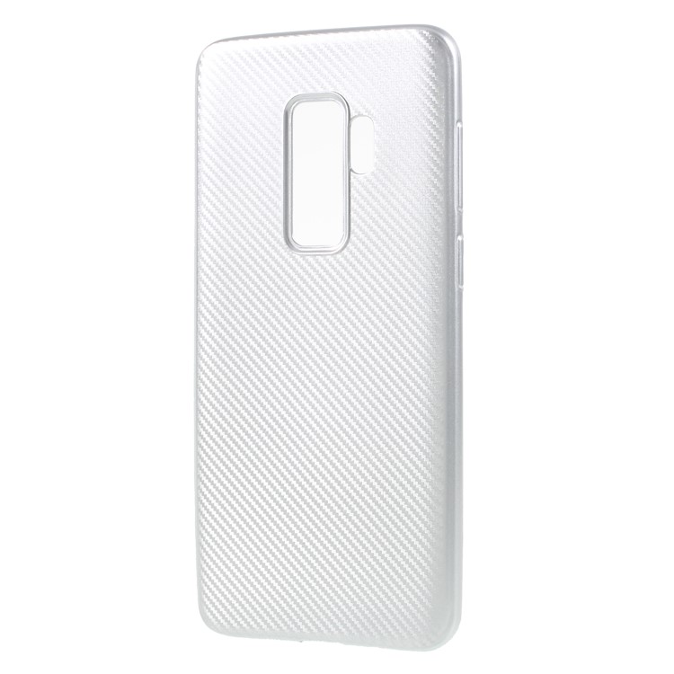 For Samsung Galaxy S9 Plus G965 Carbon Fiber Grain Soft TPU Back Case - Silver-2