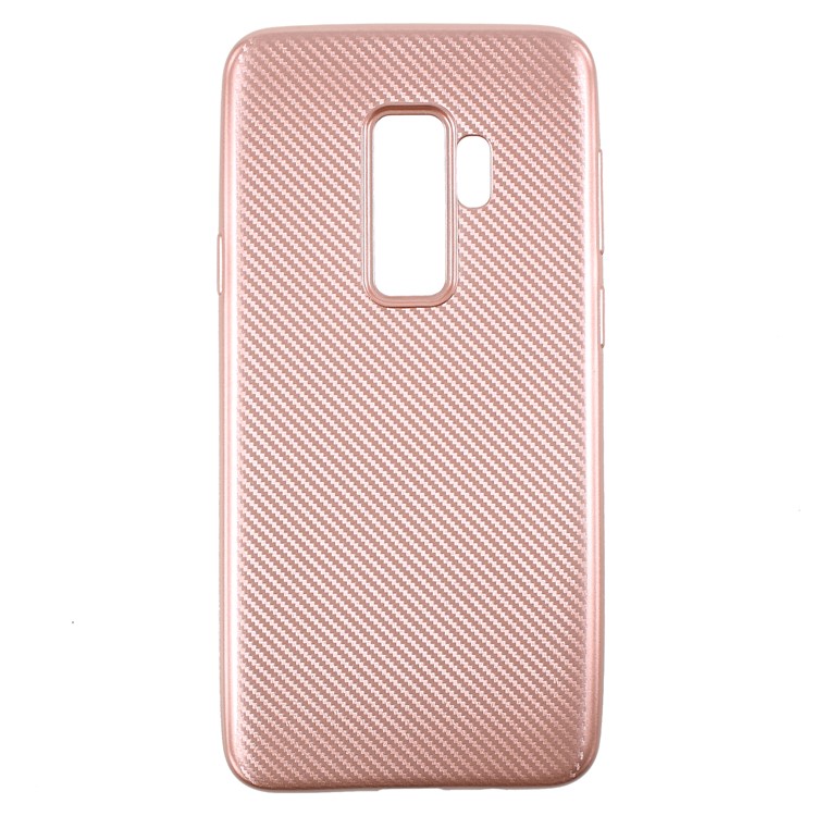 For Samsung Galaxy S9+ G965 Carbon Fiber Grain TPU Flexible Protective Case Shell - Rose Gold-1