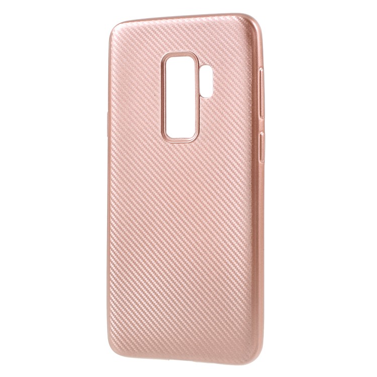For Samsung Galaxy S9+ G965 Carbon Fiber Grain TPU Flexible Protective Case Shell - Rose Gold-3