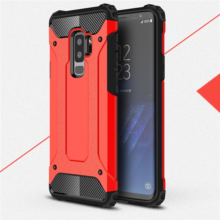 Armor Guard Plastic + TPU Hybrid Cell Phone Case for Samsung Galaxy S9+ G965 - Red-1