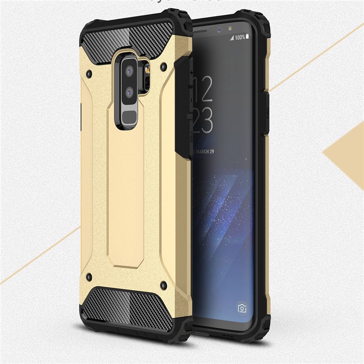 Case Híbrido Para Samsung Galaxy S9+, Carcasa Protectora de Protección a Prueba de Choque de TPU de PC Dura - Oro