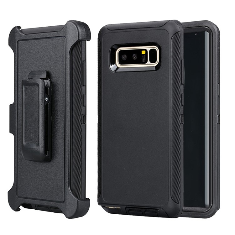 Rugged Hybrid PC TPU Holster Kickstand Case for Samsung Galaxy Note 8 N950 - Black-1