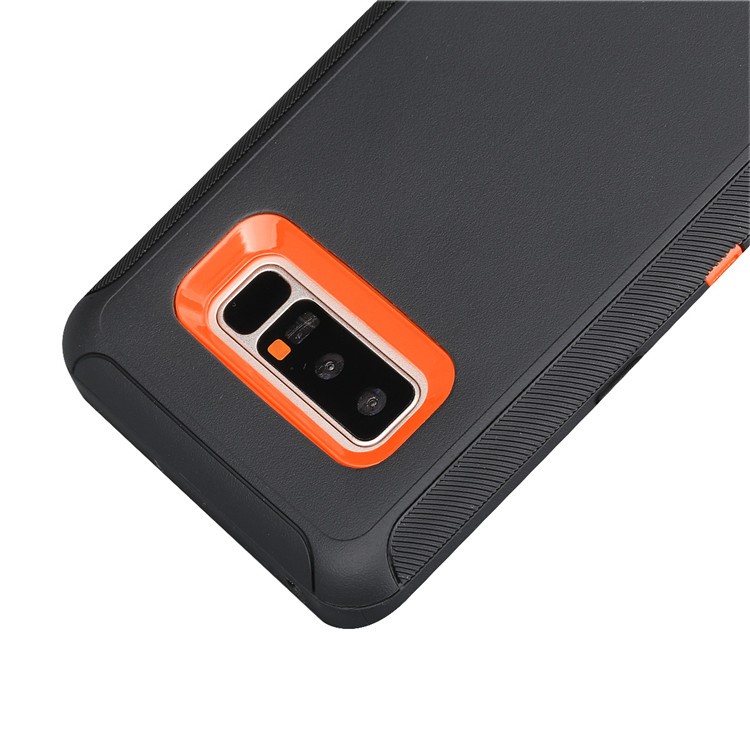 Rugged Hybrid PC TPU Holster Kickstand Cover for Samsung Galaxy Note 8 N950 - Black / Orange-6