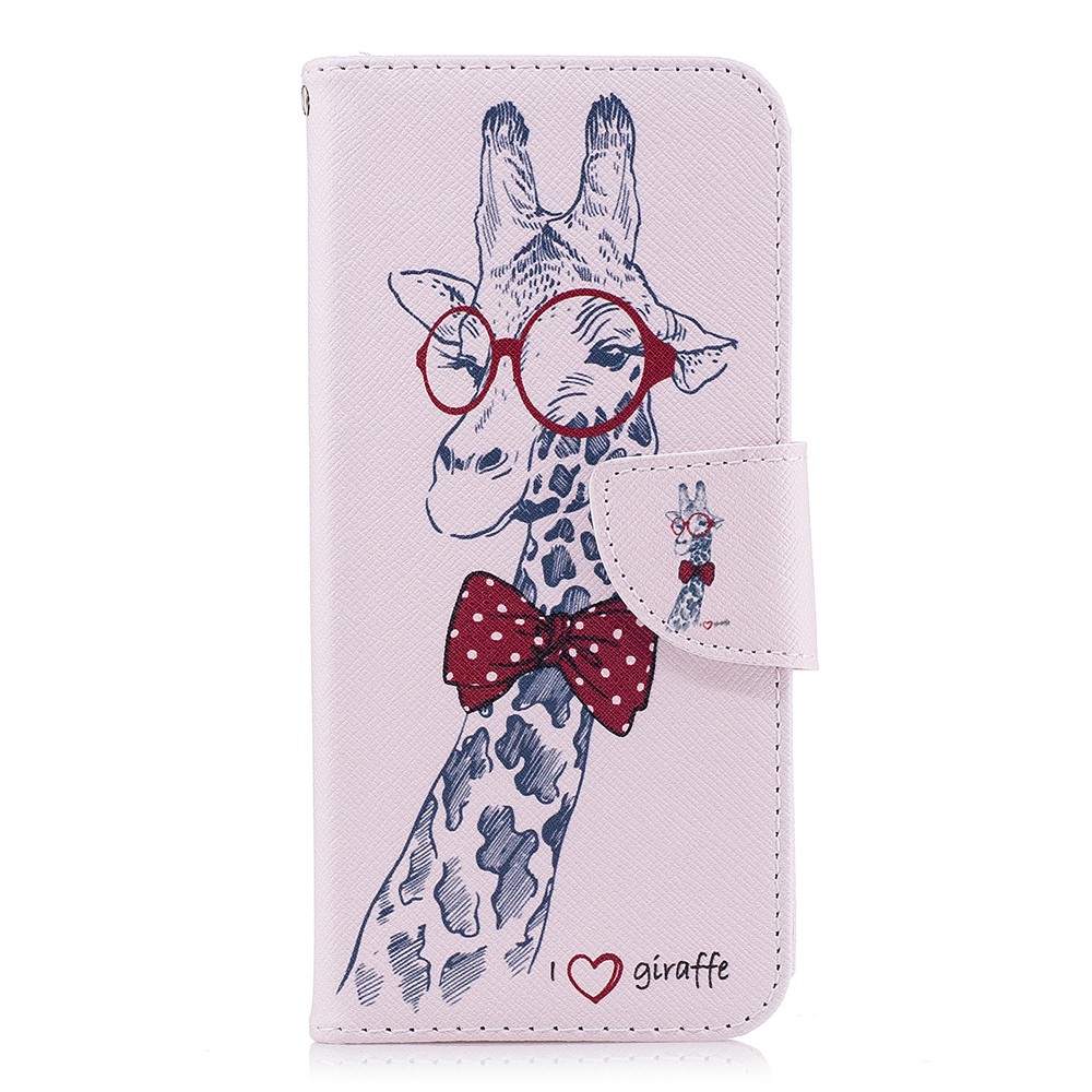 Pattern Printing Stand Wallet Leather Phone Case for Samsung Galaxy S9 G960 - Giraffe Wearing Glasses-2