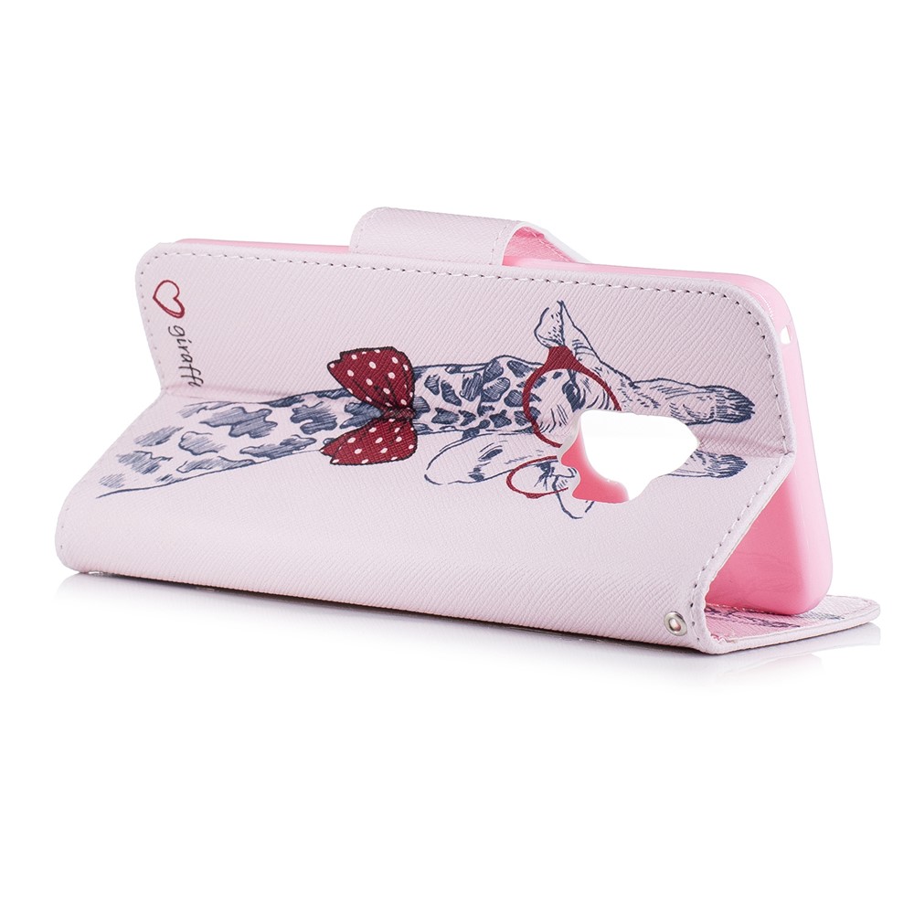 Pattern Printing Stand Wallet Leather Phone Case for Samsung Galaxy S9 G960 - Giraffe Wearing Glasses-4