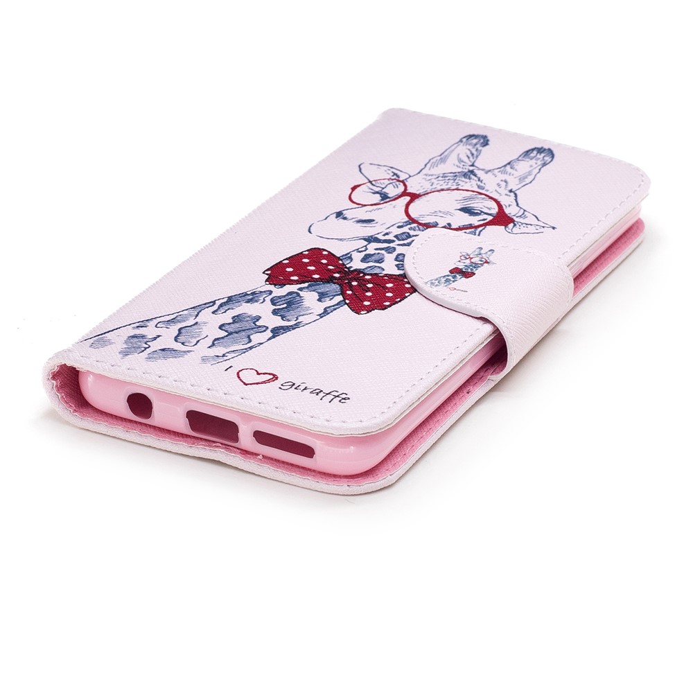 Pattern Printing Stand Wallet Leather Phone Case for Samsung Galaxy S9 G960 - Giraffe Wearing Glasses-6