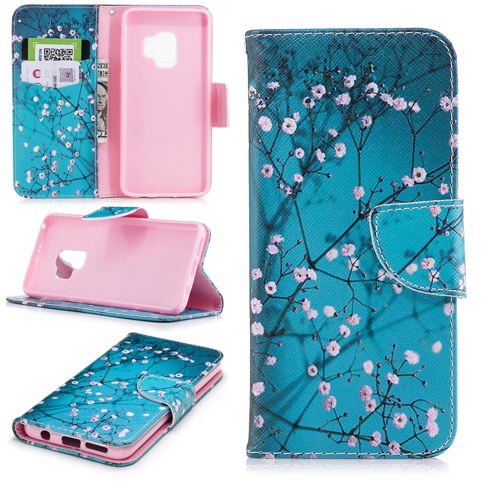 Pattern Printing Stand Wallet Leather Mobile Phone Case for Samsung Galaxy S9 - Wintersweet-1