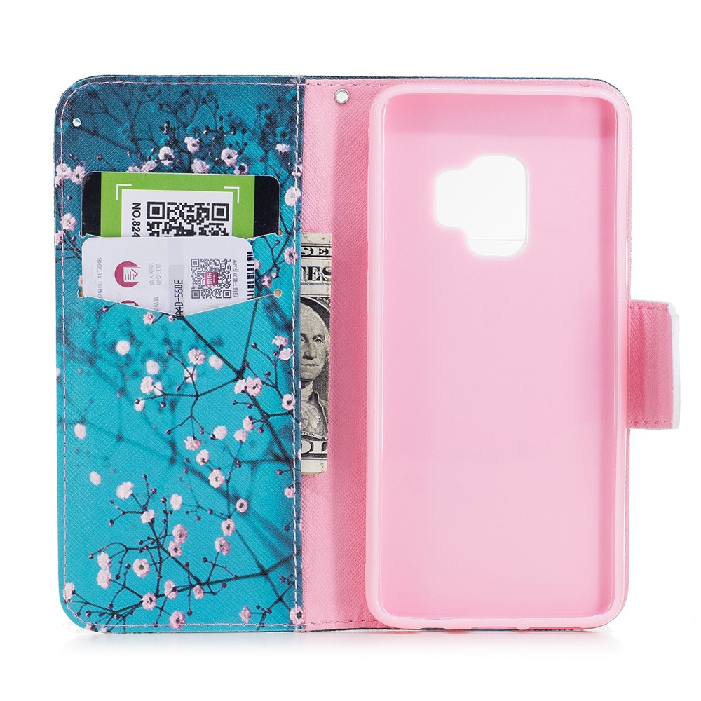 Pattern Printing Stand Wallet Leather Mobile Phone Case for Samsung Galaxy S9 - Wintersweet-8