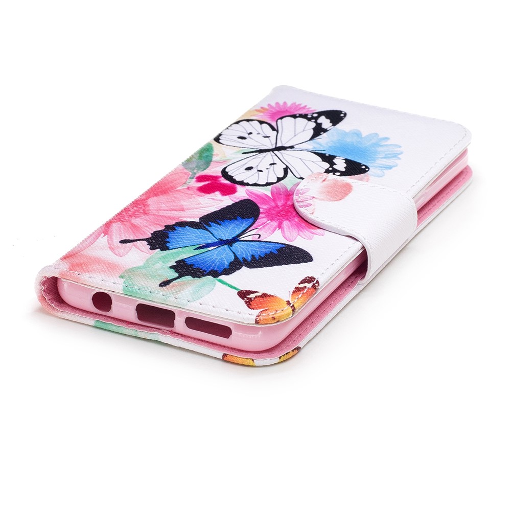 Modèle D'impression PU en Cuir PU Couverture de Seprost Pour Samsung Galaxy S9 G960 - Papillon et Fleur-6