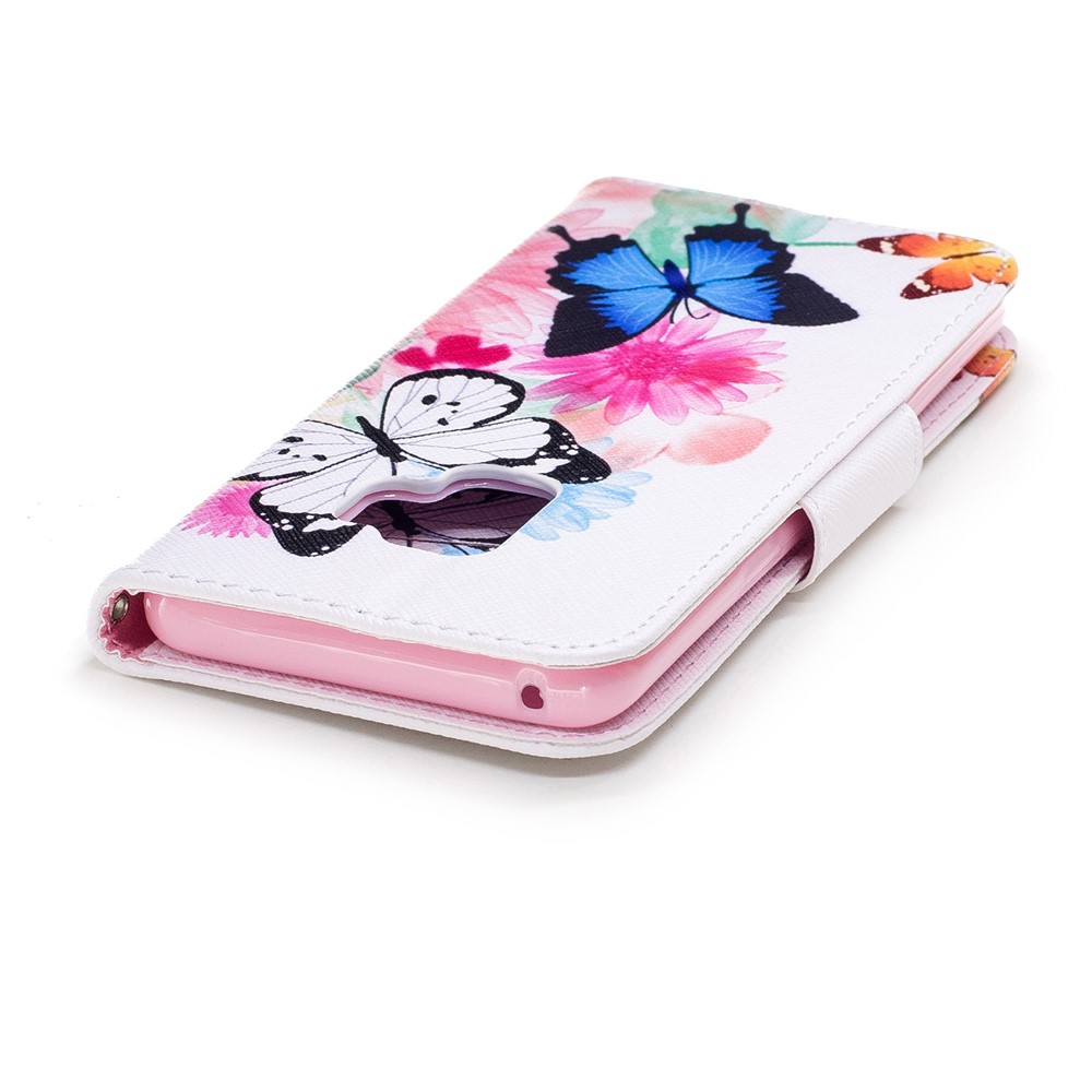 Pattern Printing PU Leather Wallet Stand Cover for Samsung Galaxy S9 G960 - Butterfly and Flower-7